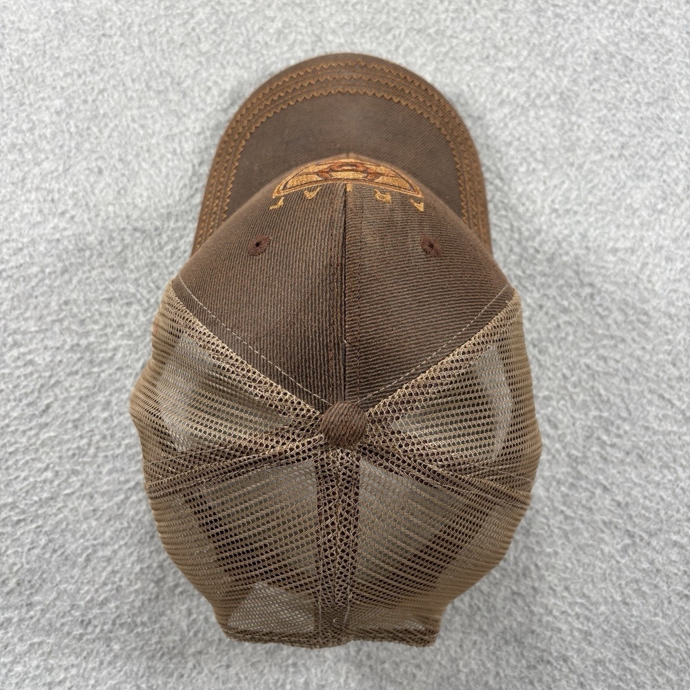 Ariat Western Brown Oilskin Structured Cap Adjustable Mesh Baseball Trucker Hat - Picture 7 of 7
